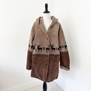 Alpine Studio | Fleece Reversible Oversized Hood Coat | Brown | M